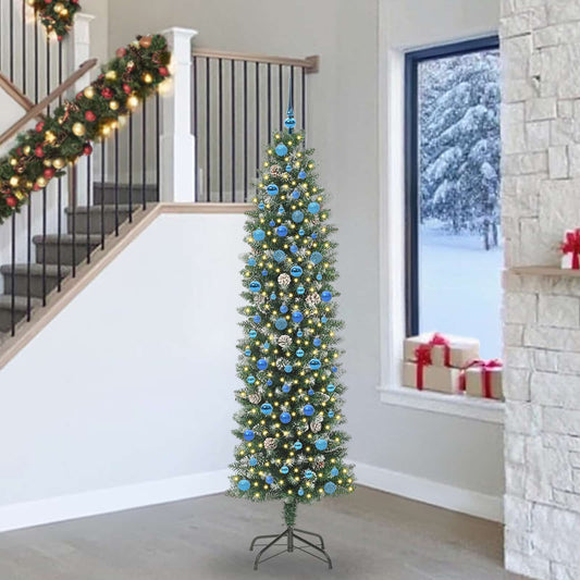 Mű Karcsú Karácsonyi Fa 300 LED-del Zöld és Fehér 240 cm