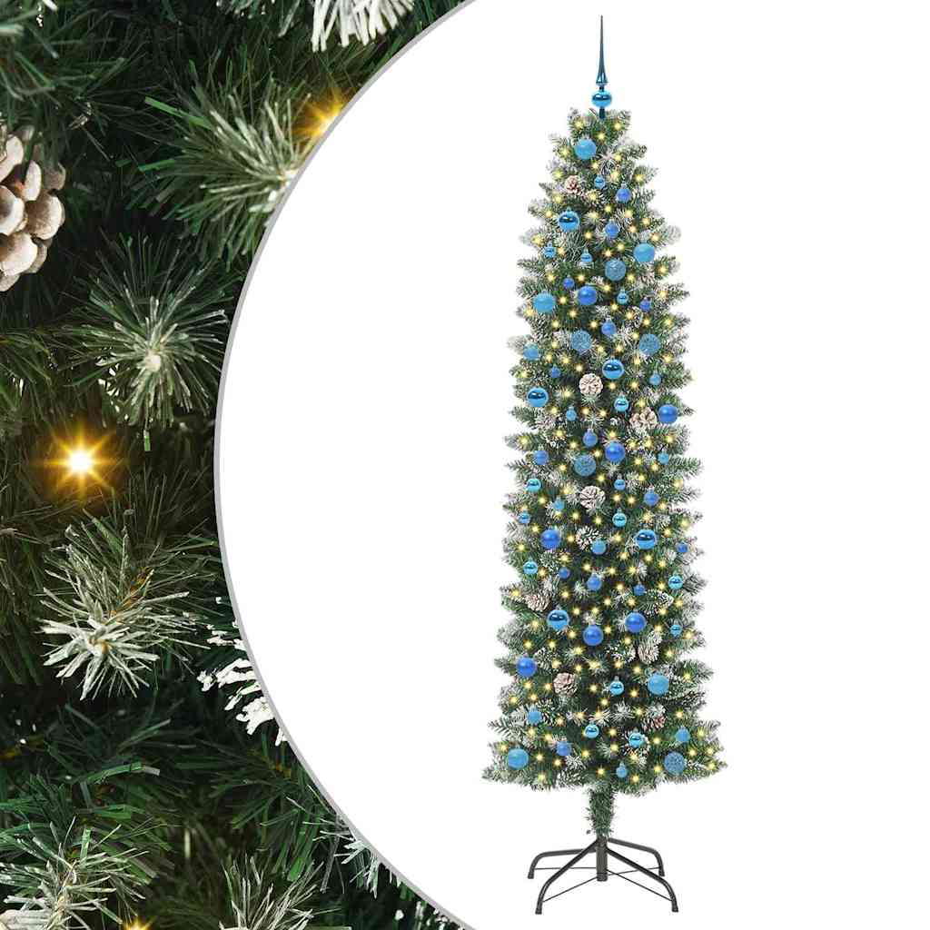 Mű Karcsú Karácsonyi Fa 300 LED-del Zöld és Fehér 240 cm