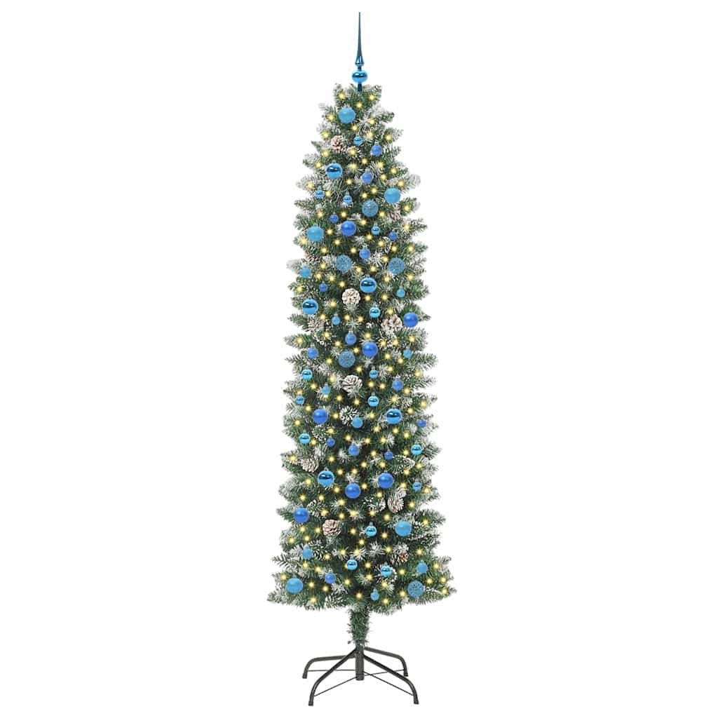 Mű Karcsú Karácsonyi Fa 300 LED-del Zöld és Fehér 240 cm