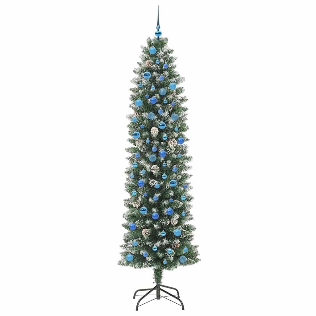 Mű Karcsú Karácsonyi Fa 300 LED-del Zöld és Fehér 240 cm
