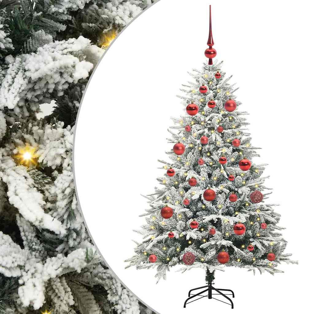Mesterséges, elővilágított karácsonyfa labdákkal Zöld 150 cm