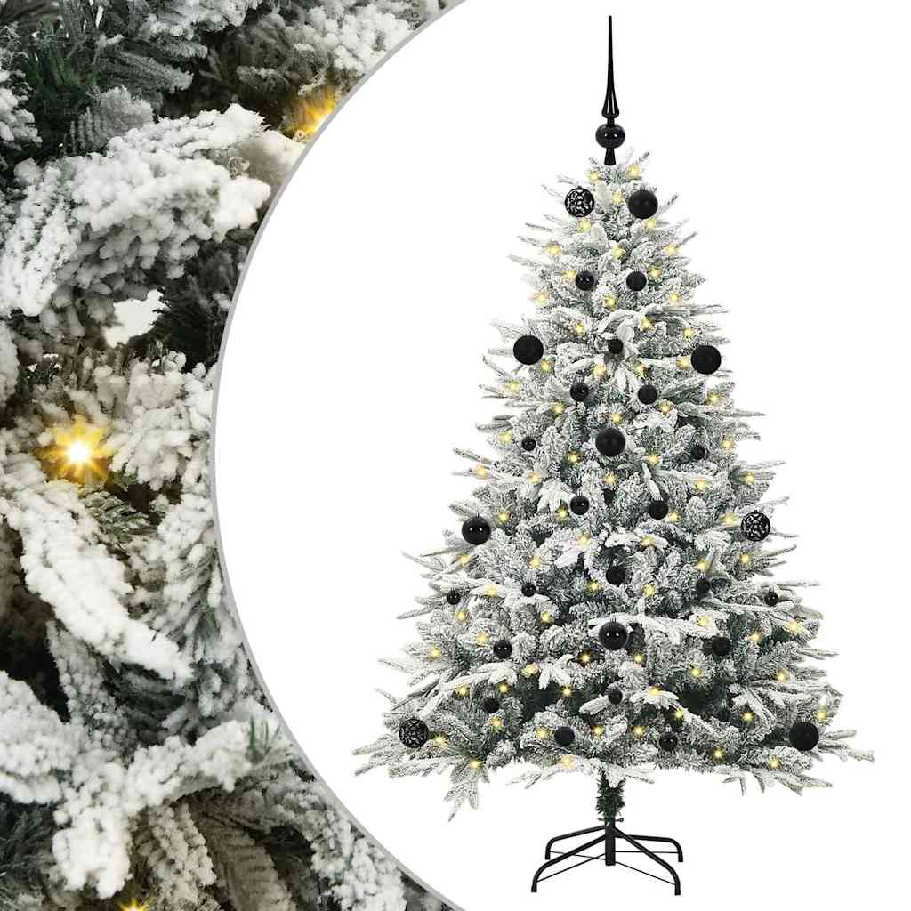 Mesterséges, elővilágított karácsonyfa labdákkal Zöld 150 cm