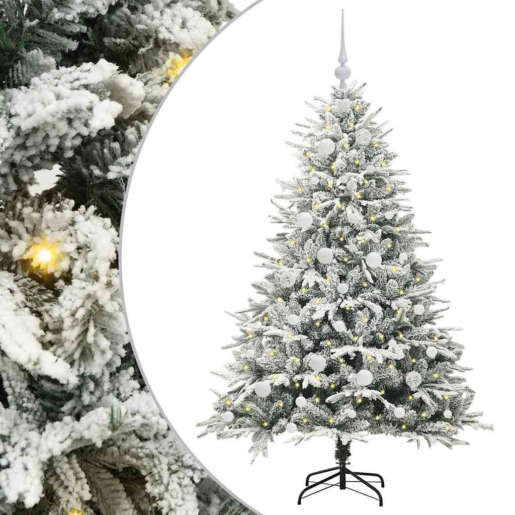 Mesterséges, elővilágított karácsonyfa labdákkal Zöld 150 cm
