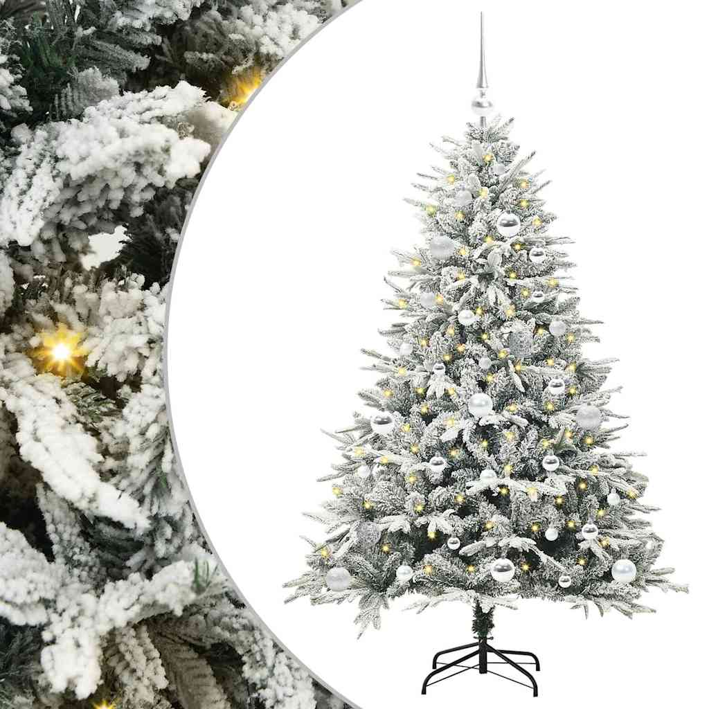 Mesterséges, elővilágított karácsonyfa labdákkal Zöld 150 cm