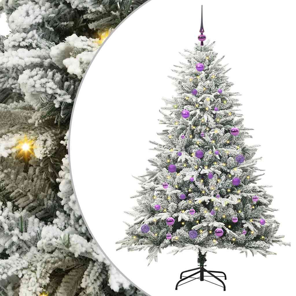 Mesterséges, elővilágított karácsonyfa labdákkal Zöld 150 cm