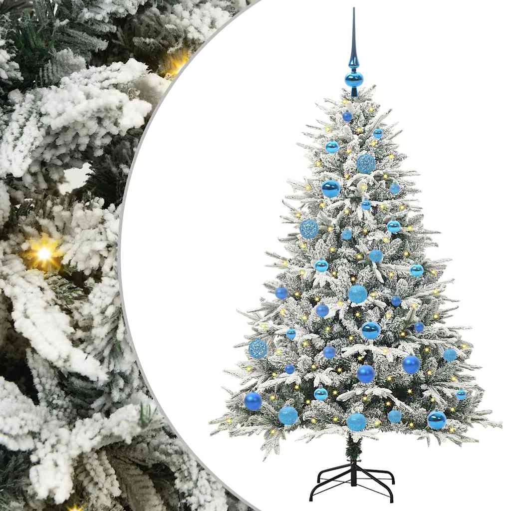 Mesterséges, elővilágított karácsonyfa labdákkal Zöld 150 cm