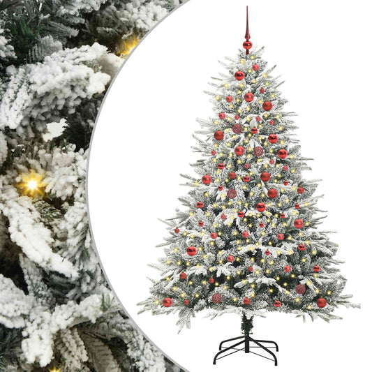 Mesterséges, elővilágított karácsonyfa labdákkal Zöld 180 cm