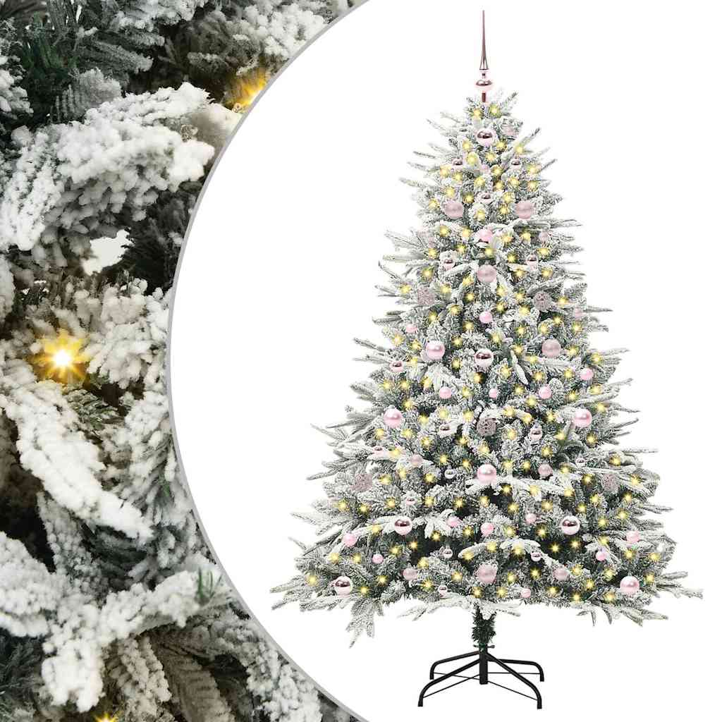 Mesterséges, elővilágított karácsonyfa labdákkal Zöld 180 cm