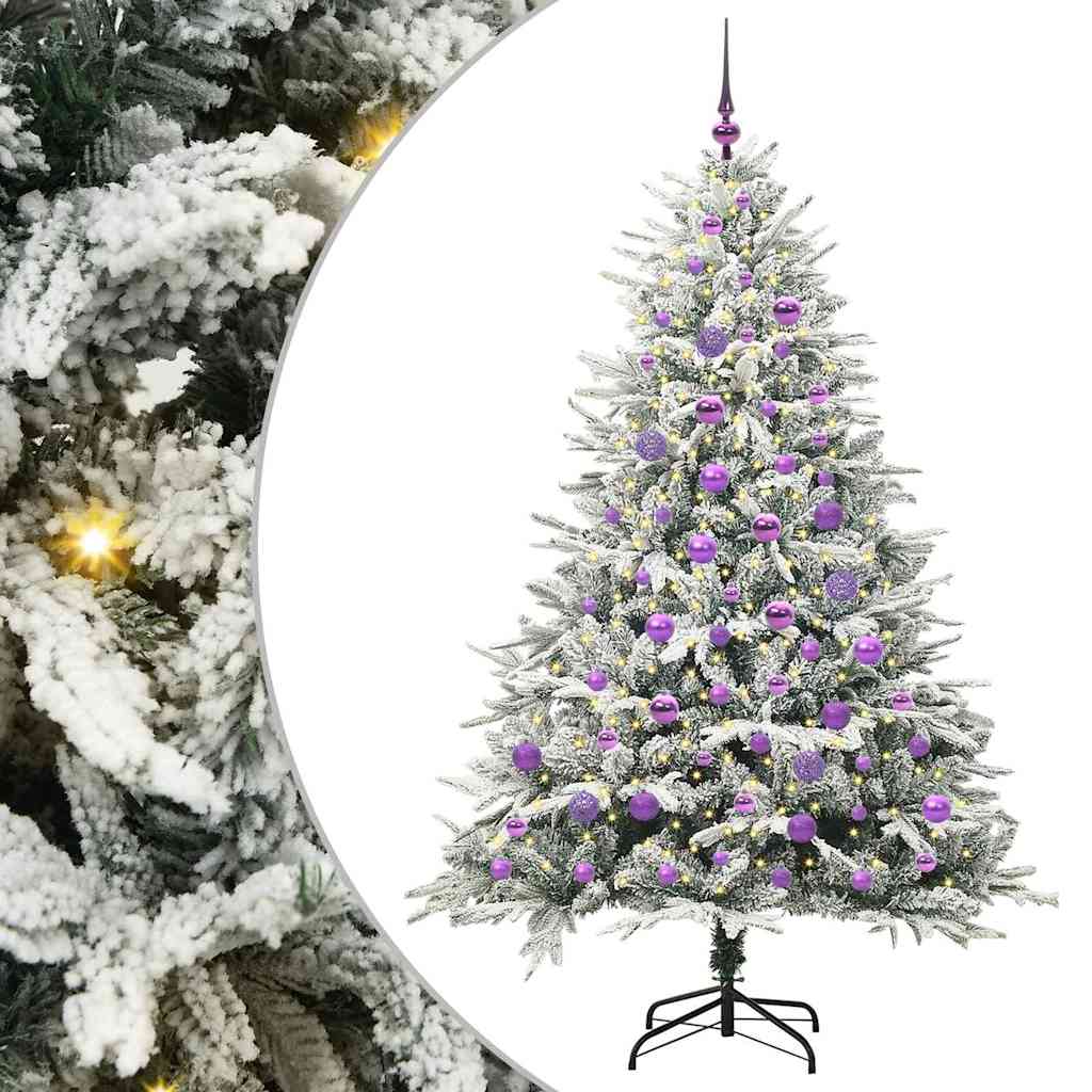 Mesterséges, elővilágított karácsonyfa labdákkal Zöld 180 cm