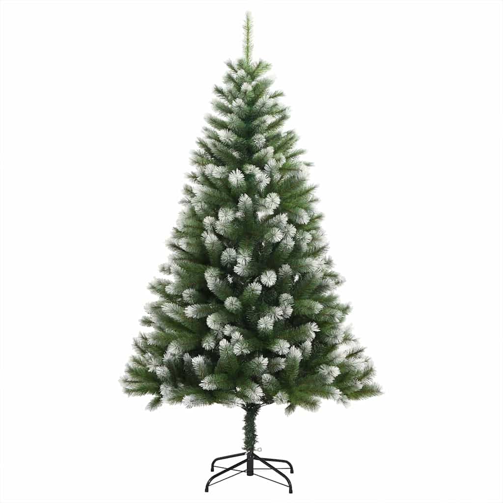 Műanyag csuklós karácsonyfa bolyhos hóval Zöld és fehér 150 cm