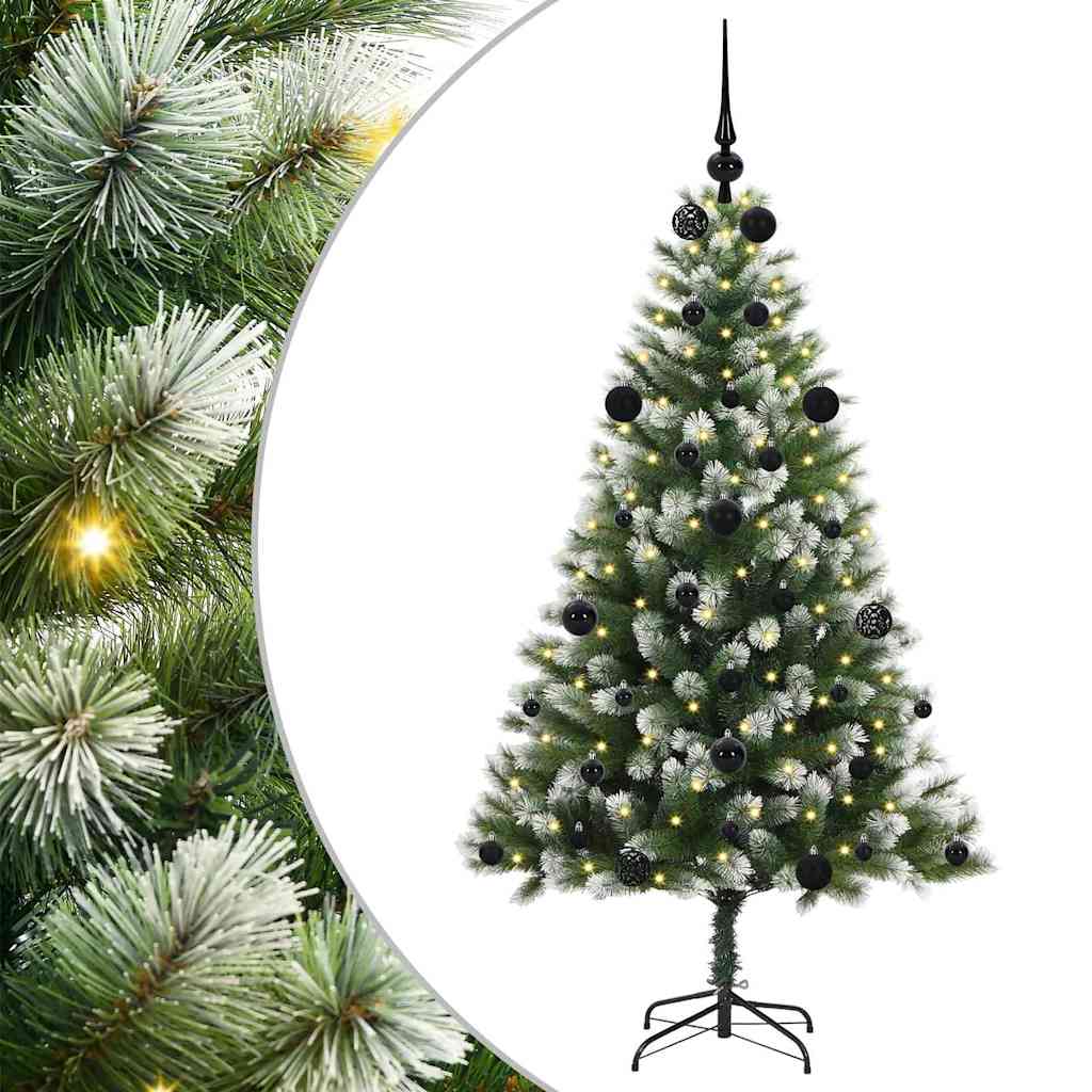 Műanyag csuklós karácsonyfa bolyhos hóval Zöld és fehér 150 cm
