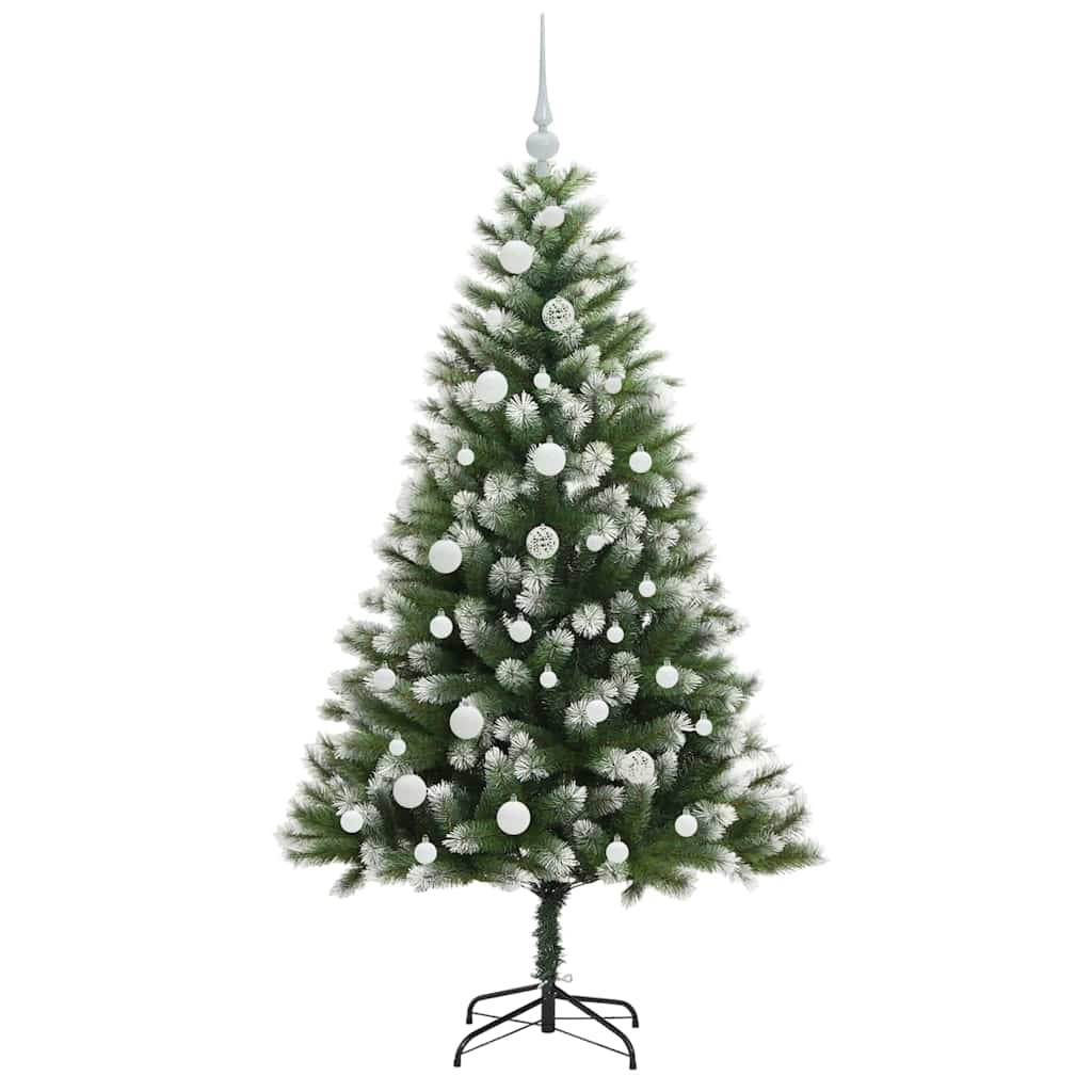 Műanyag csuklós karácsonyfa bolyhos hóval Zöld és fehér 150 cm