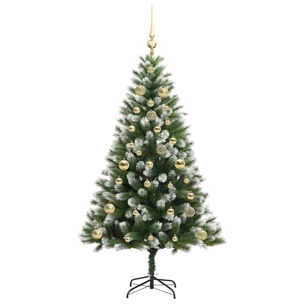 Műanyag csuklós karácsonyfa bolyhos hóval Zöld és fehér 150 cm