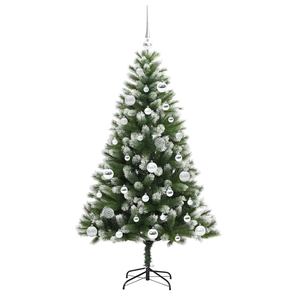 Műanyag csuklós karácsonyfa bolyhos hóval Zöld és fehér 150 cm