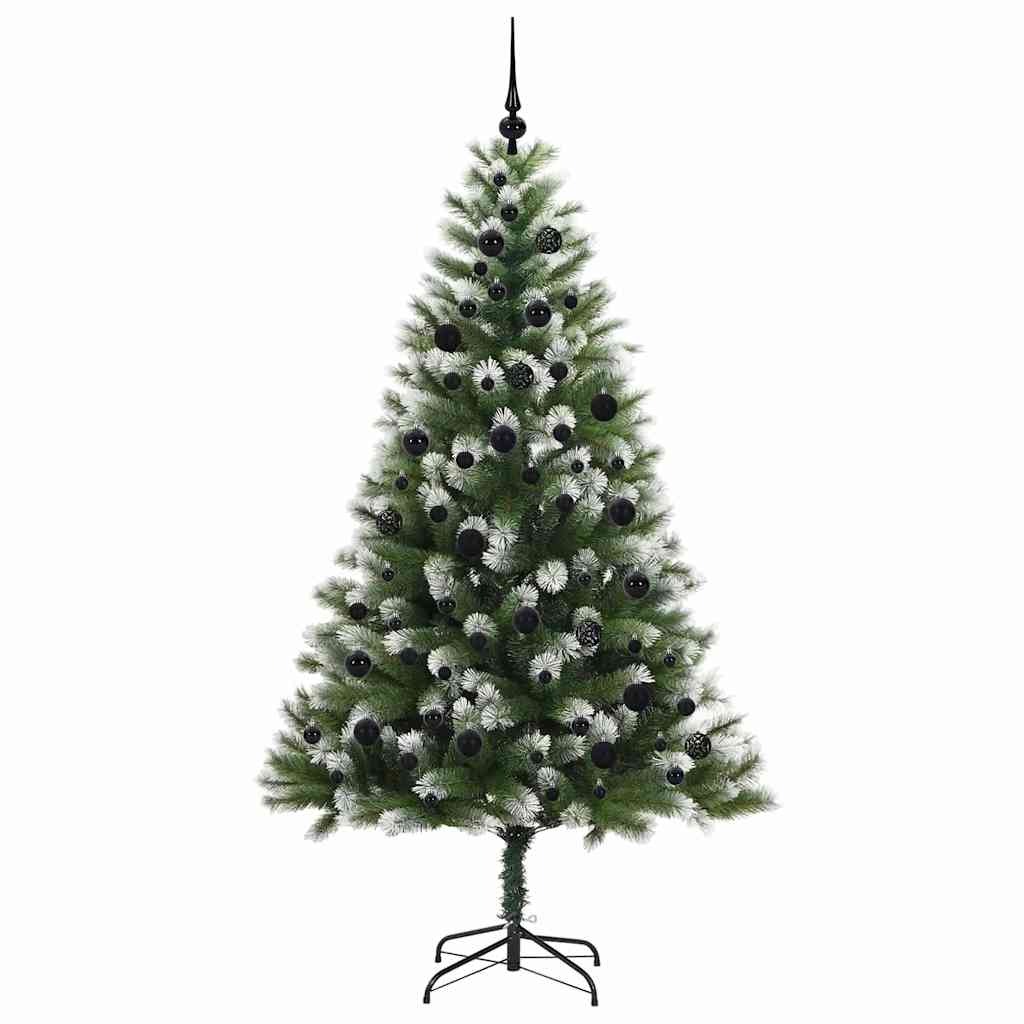 Műanyag csuklós karácsonyfa bolyhos hóval Zöld és fehér 210 cm