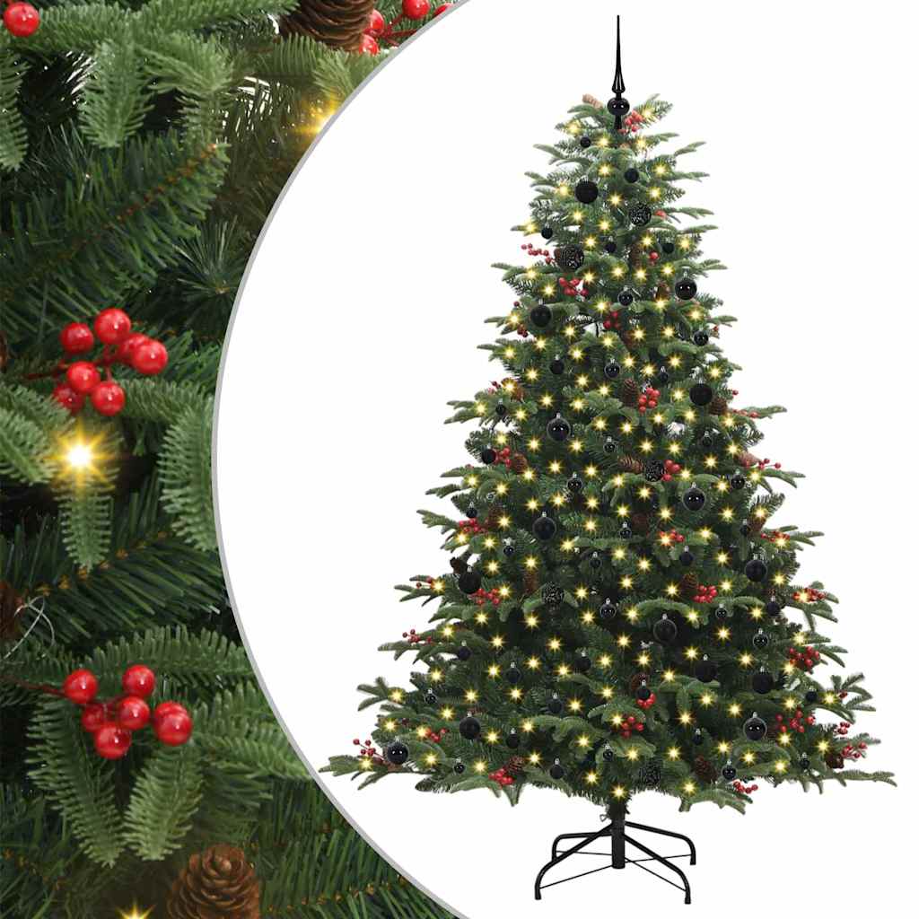 Mű karácsonyfa 300 LED-del Zöld 240 cm PVC és Fém és Műanyag