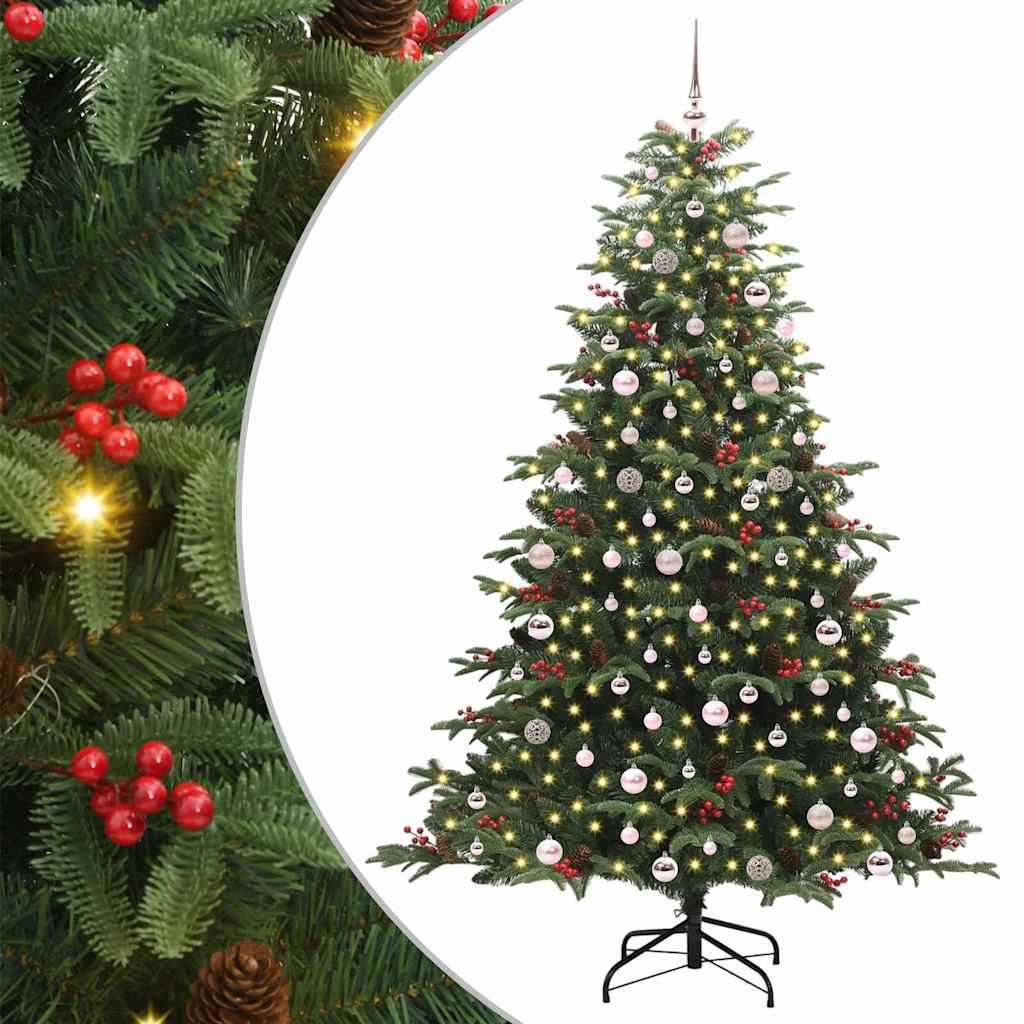 Mű karácsonyfa 300 LED-del Zöld 240 cm PVC és Fém és Műanyag