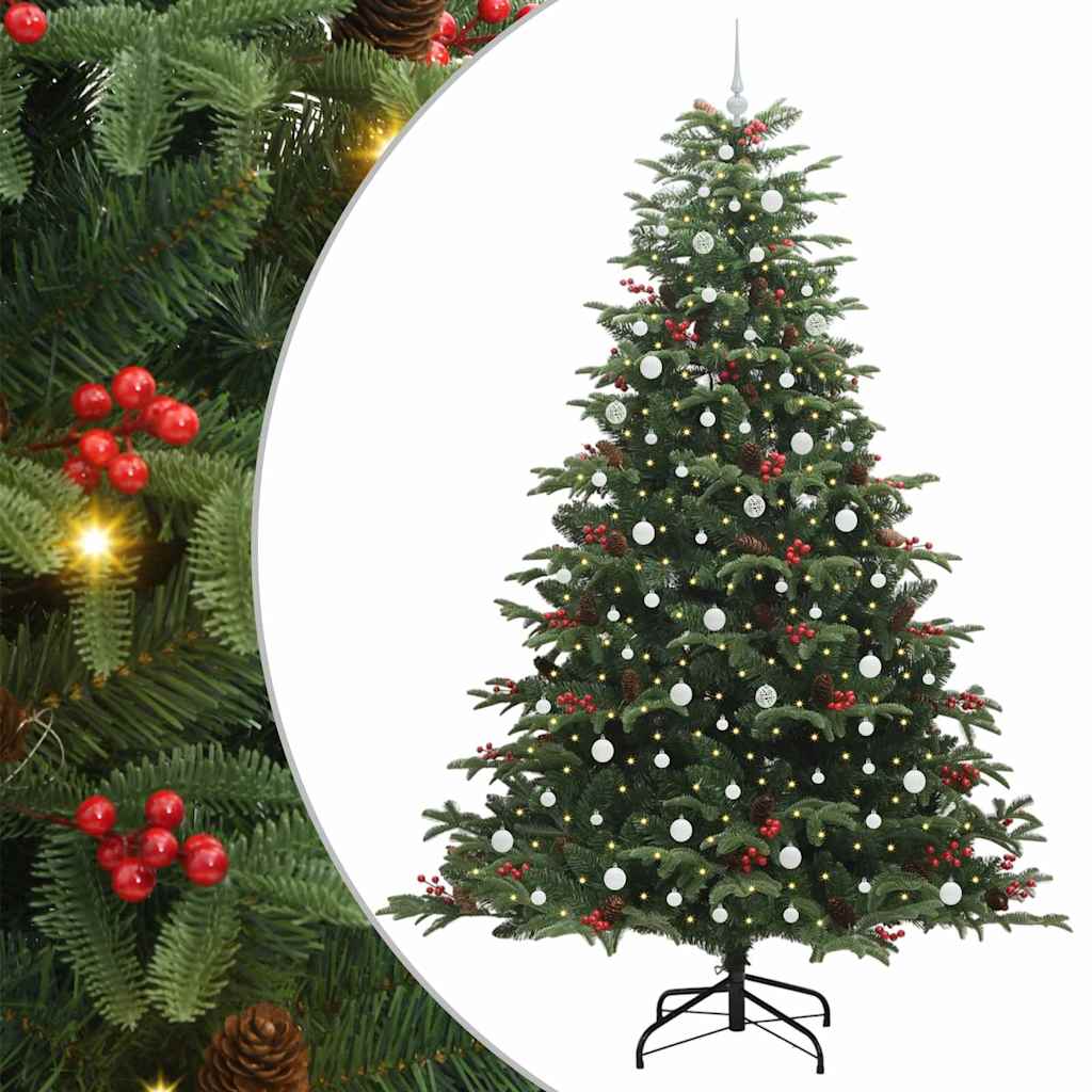 Mű karácsonyfa 300 LED-del Zöld 240 cm PVC és Fém és Műanyag