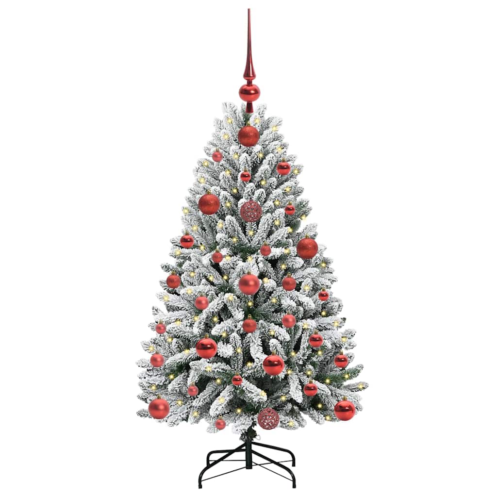 Mű karácsonyfa 150 LED-del Zöld és Fehér 120 cm PVC és fém