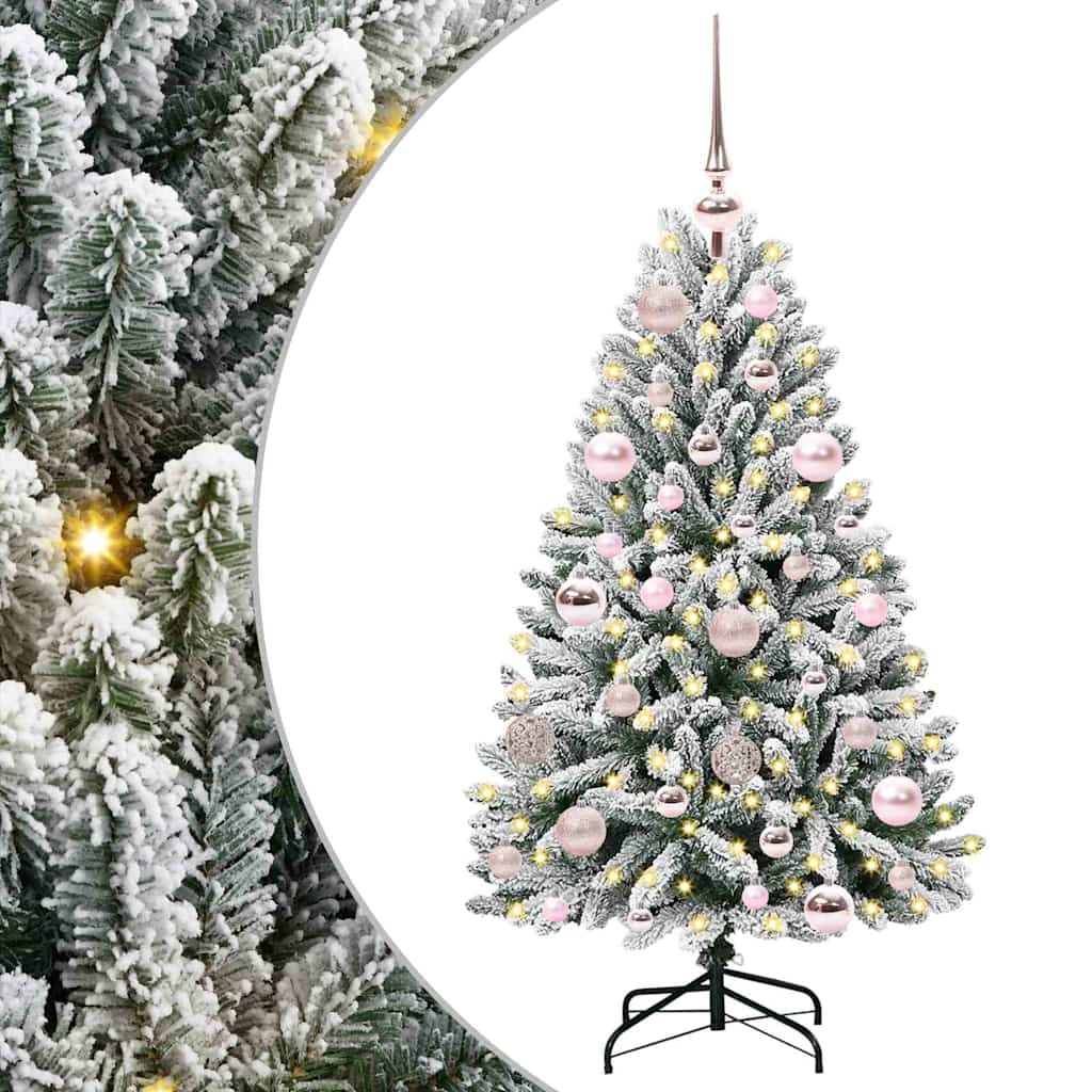 Mű karácsonyfa 150 LED-del Zöld és Fehér 120 cm PVC és fém