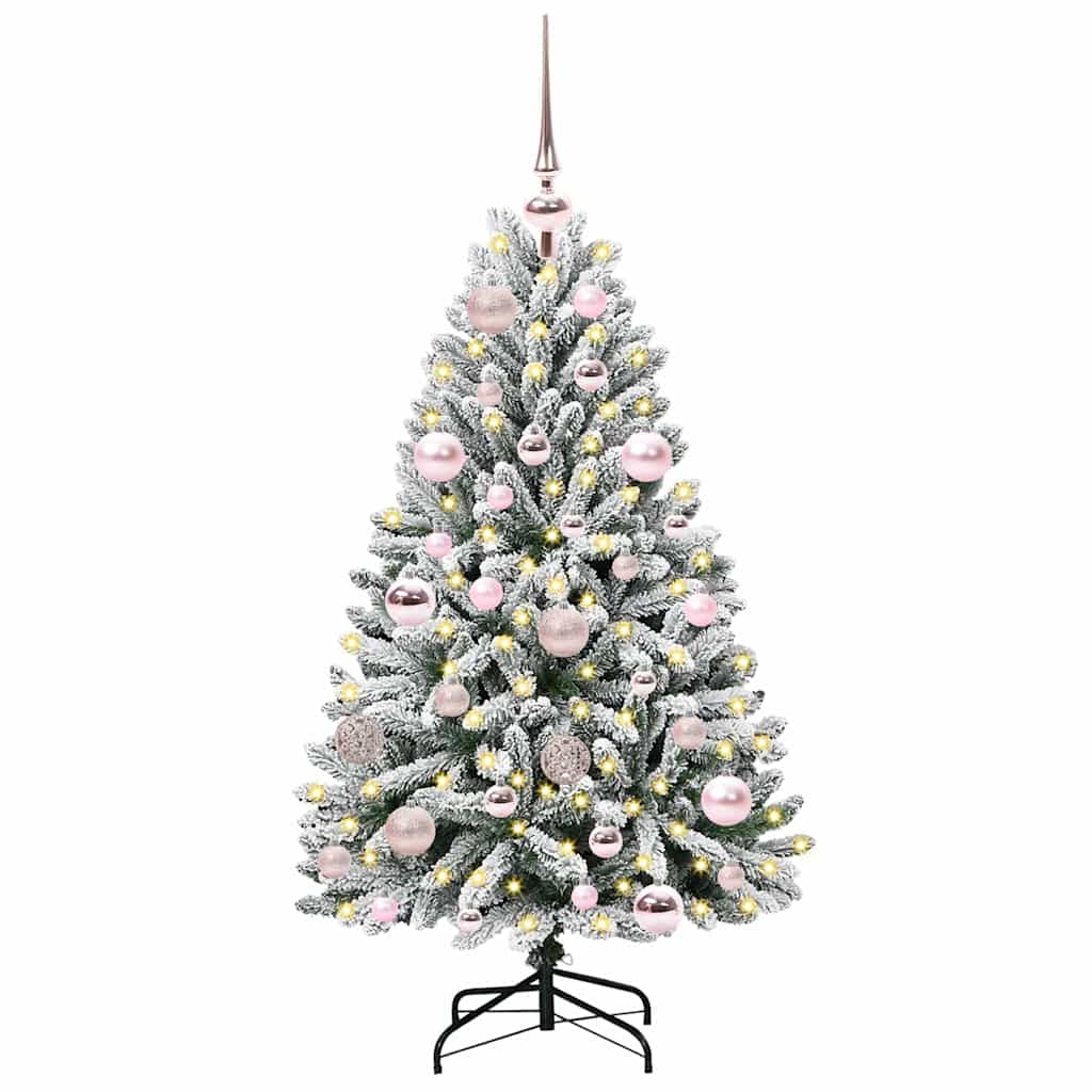 Mű karácsonyfa 150 LED-del Zöld és Fehér 120 cm PVC és fém