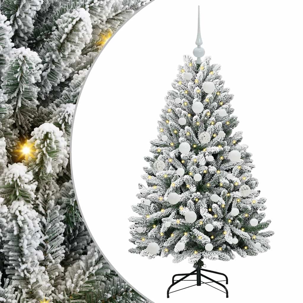 Mű karácsonyfa 150 LED-del Zöld és Fehér 120 cm PVC és fém