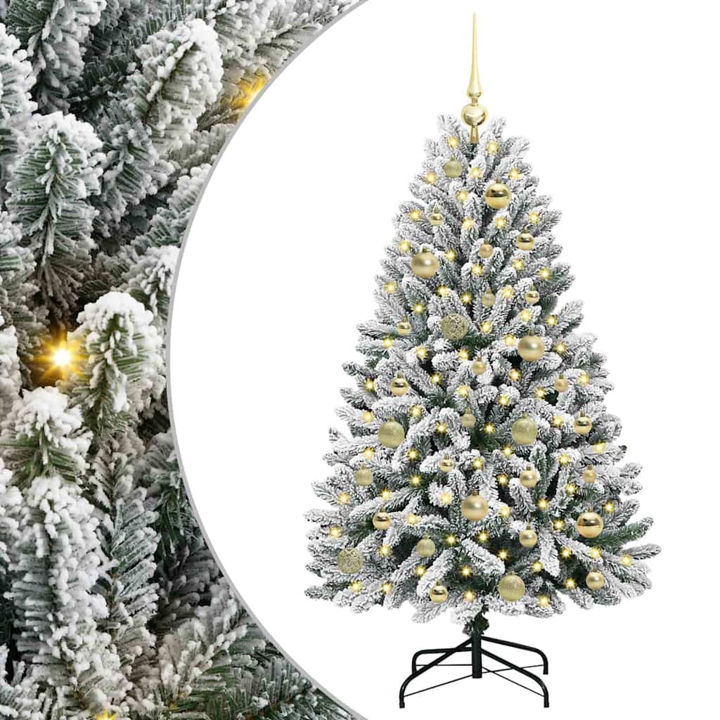 Mű karácsonyfa 150 LED-del Zöld és Fehér 120 cm PVC és fém