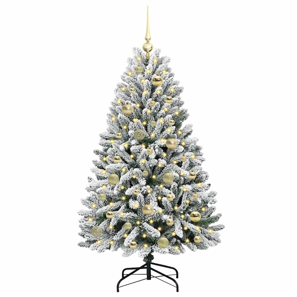 Mű karácsonyfa 150 LED-del Zöld és Fehér 120 cm PVC és fém