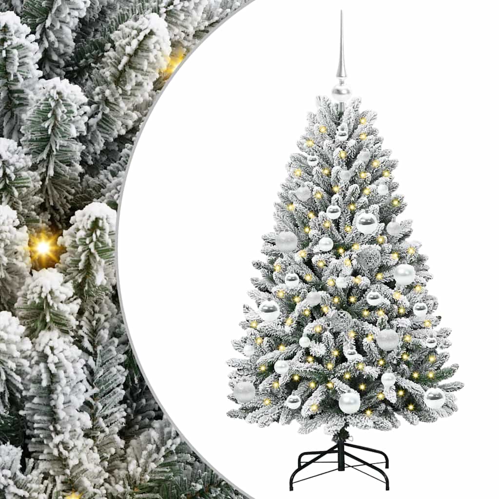 Mű karácsonyfa 150 LED-del Zöld és Fehér 120 cm PVC és fém