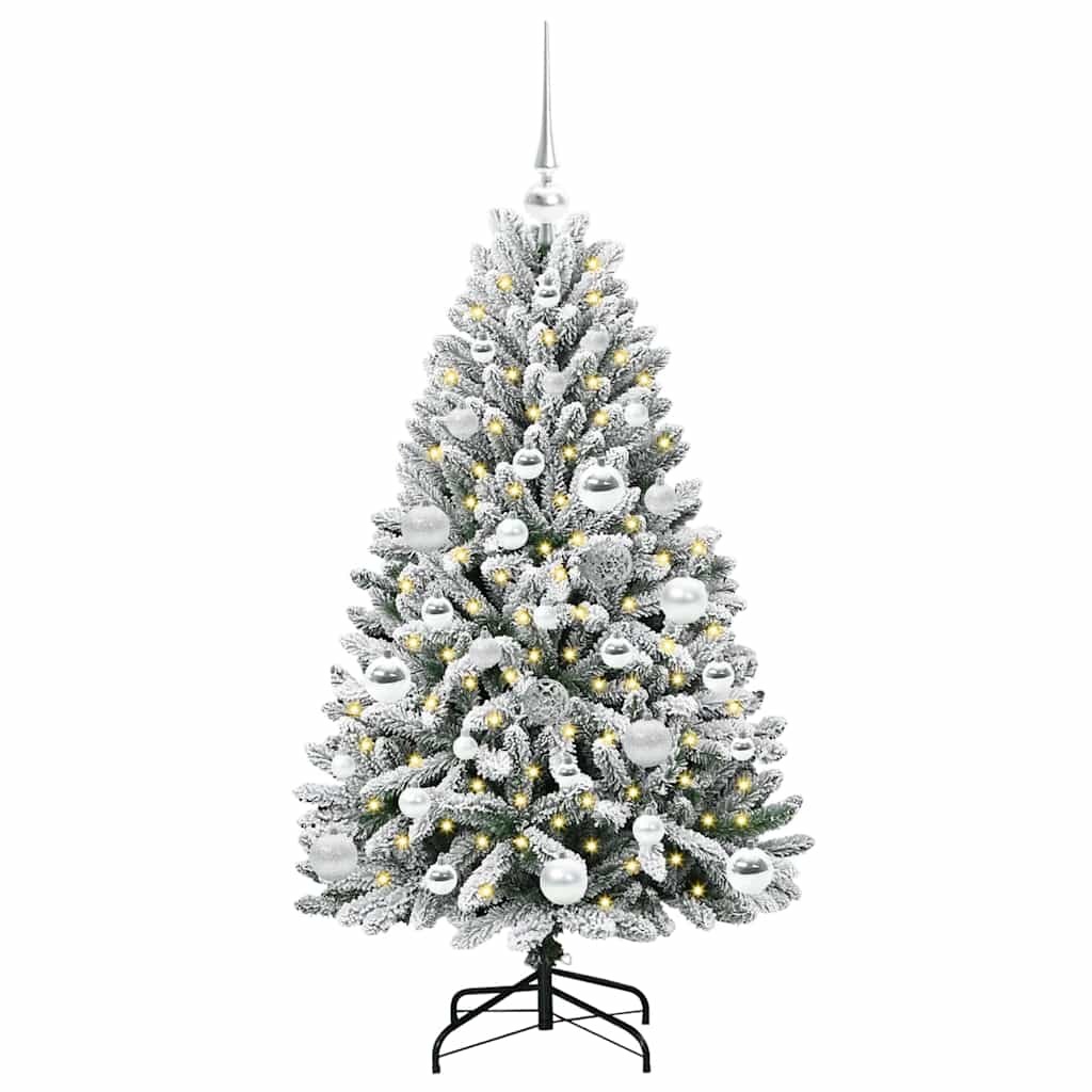Mű karácsonyfa 150 LED-del Zöld és Fehér 120 cm PVC és fém