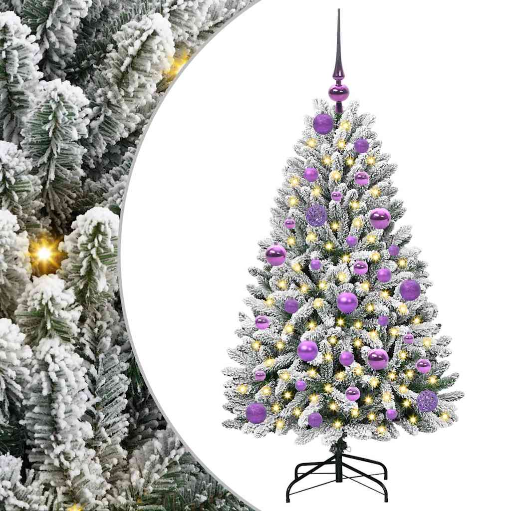 Mű karácsonyfa 150 LED-del Zöld és Fehér 120 cm PVC és fém
