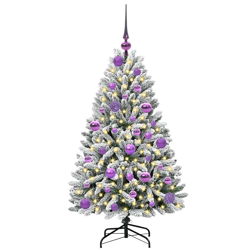 Mű karácsonyfa 150 LED-del Zöld és Fehér 120 cm PVC és fém