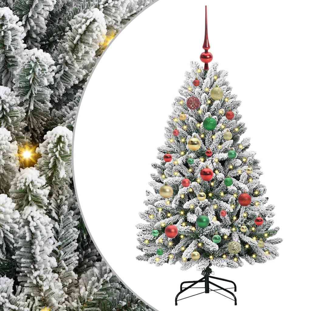 Mű karácsonyfa 150 LED-del Zöld és Fehér 120 cm PVC és fém