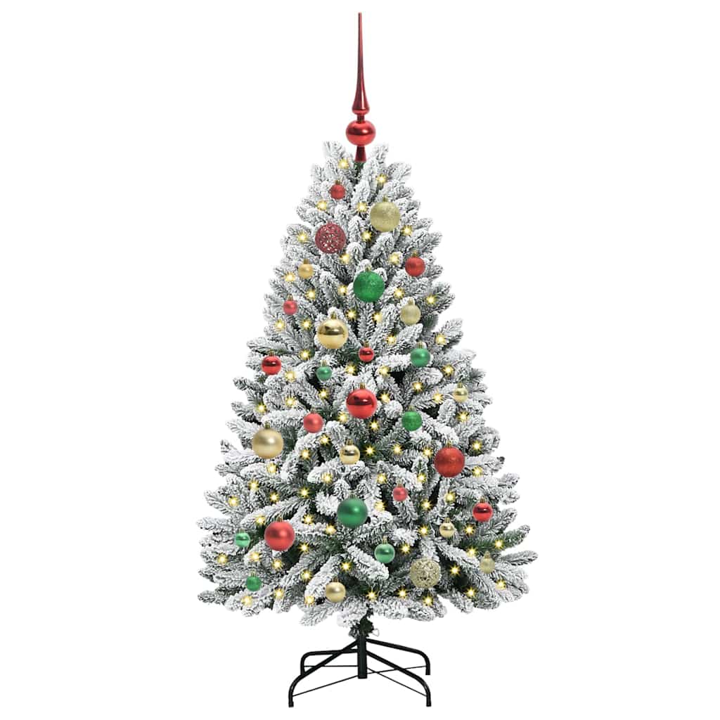 Mű karácsonyfa 150 LED-del Zöld és Fehér 120 cm PVC és fém