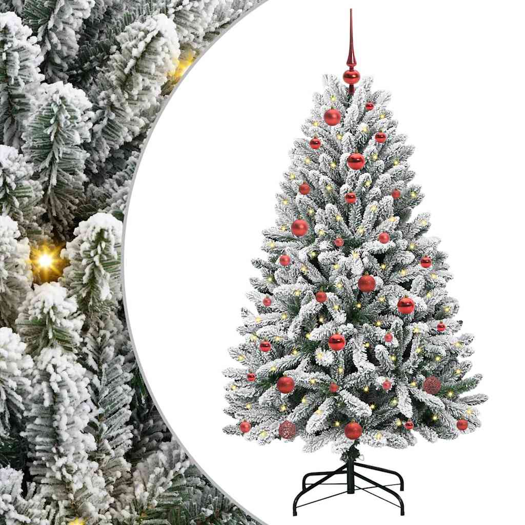 Mű karácsonyfa 150 LED-del Zöld és Fehér 150 cm PVC és fém