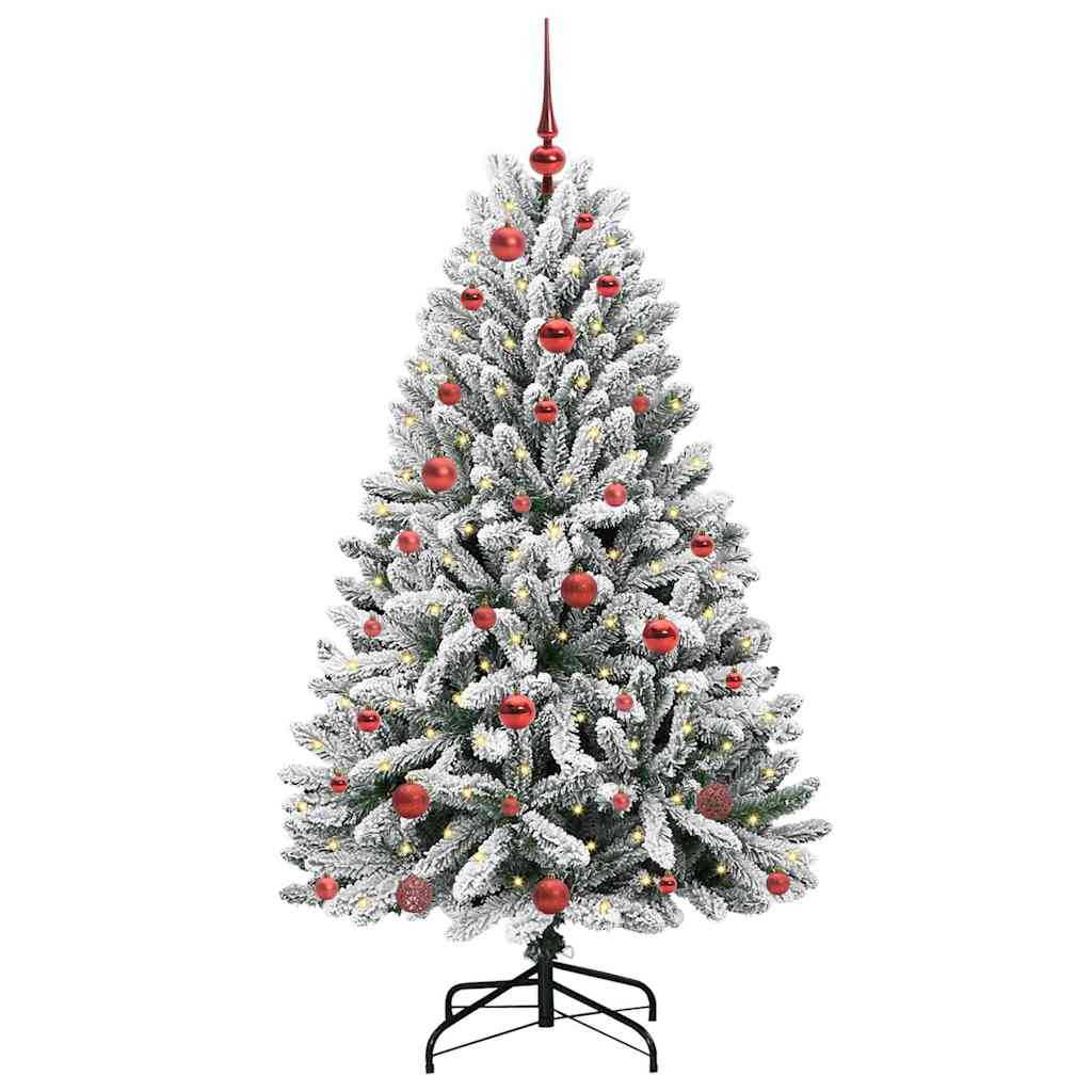 Mű karácsonyfa 150 LED-del Zöld és Fehér 150 cm PVC és fém