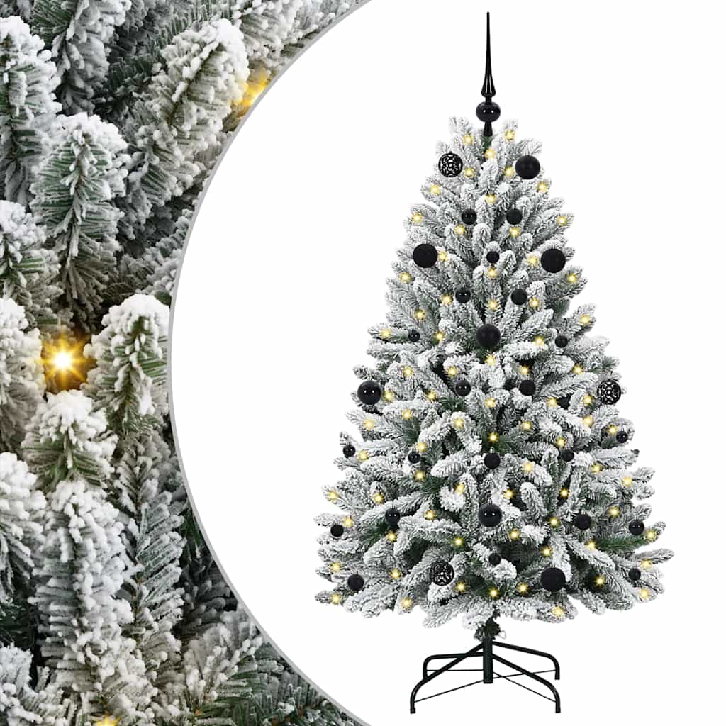 Mű karácsonyfa 150 LED-del Zöld és Fehér 150 cm PVC és fém