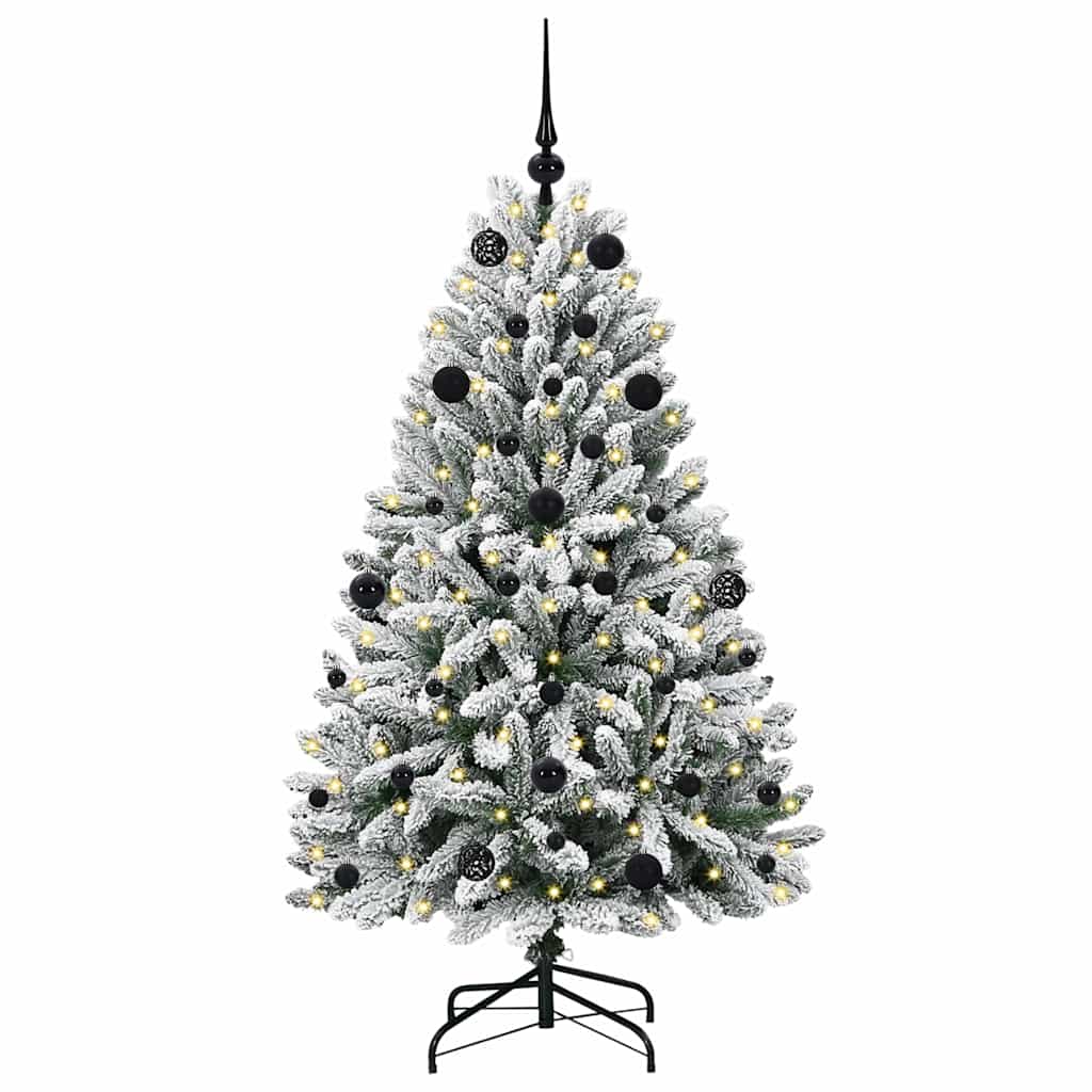 Mű karácsonyfa 150 LED-del Zöld és Fehér 150 cm PVC és fém