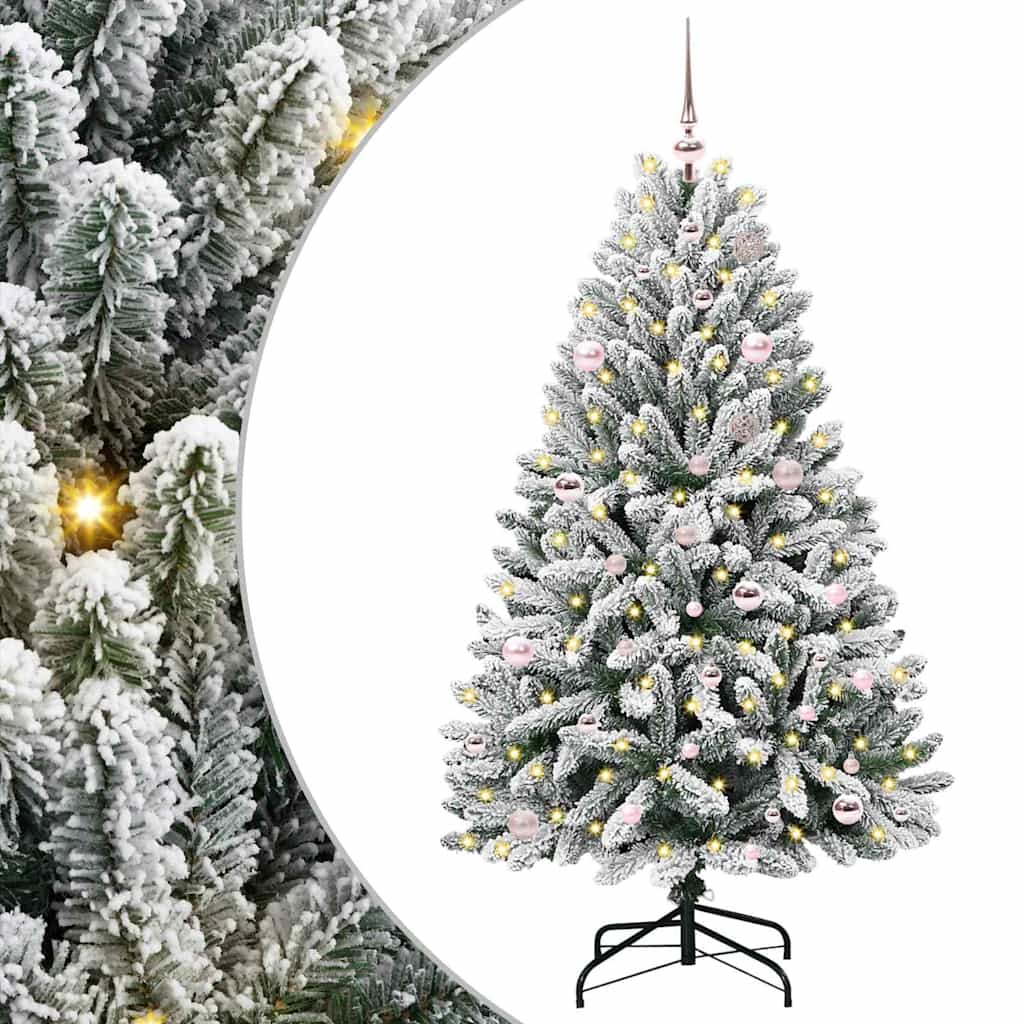Mű karácsonyfa 150 LED-del Zöld és Fehér 150 cm PVC és fém