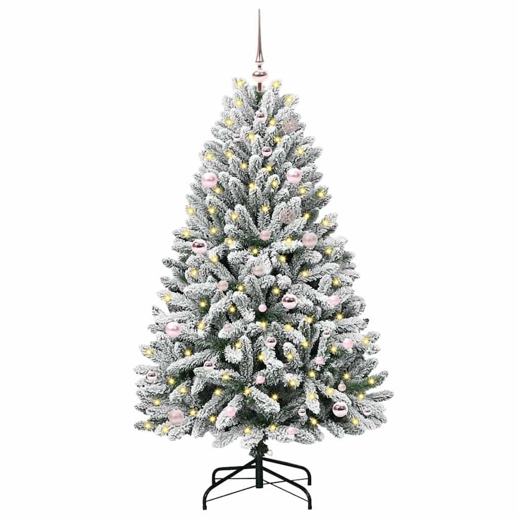 Mű karácsonyfa 150 LED-del Zöld és Fehér 150 cm PVC és fém