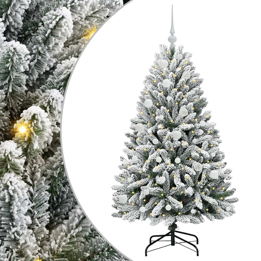 Mű karácsonyfa 150 LED-del Zöld és Fehér 150 cm PVC és fém