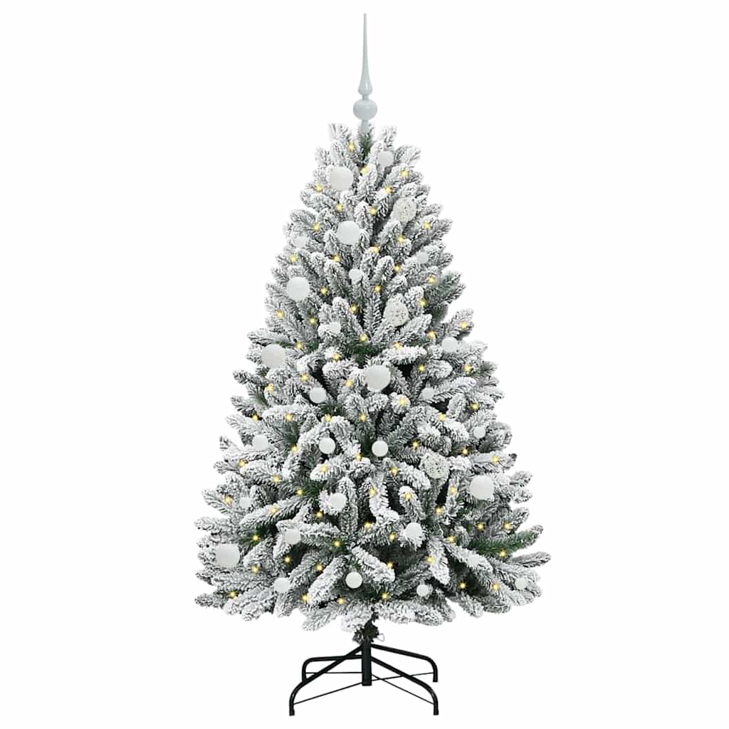 Mű karácsonyfa 150 LED-del Zöld és Fehér 150 cm PVC és fém