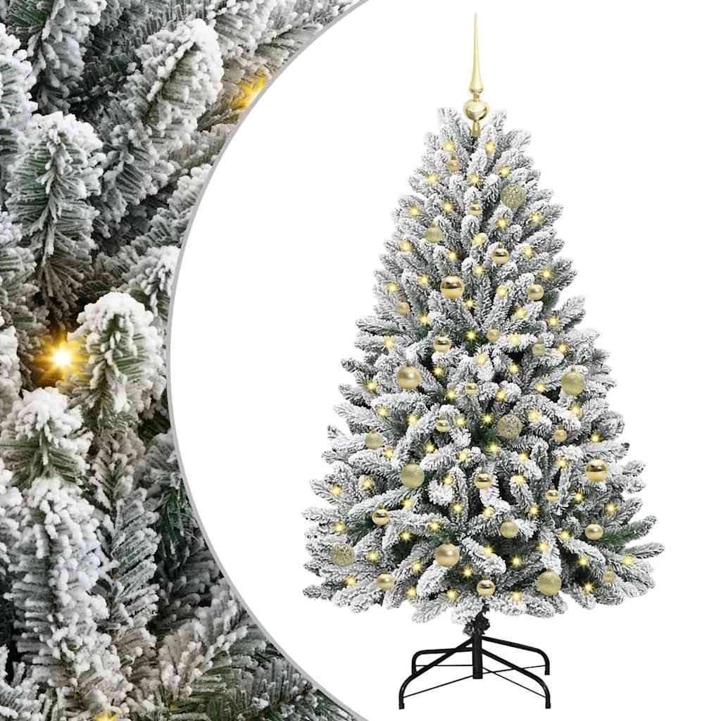 Mű karácsonyfa 150 LED-del Zöld és Fehér 150 cm PVC és fém