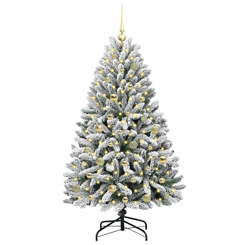Mű karácsonyfa 150 LED-del Zöld és Fehér 150 cm PVC és fém