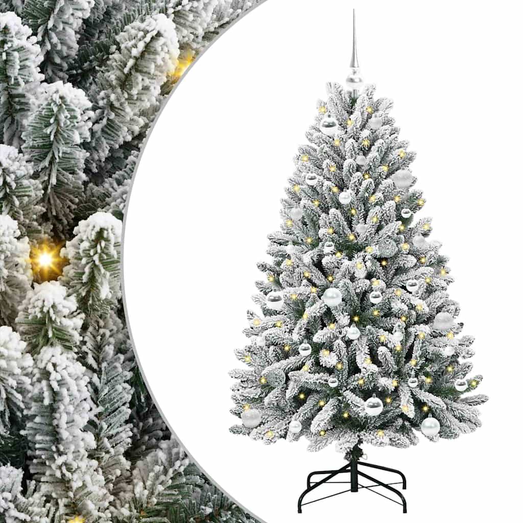 Mű karácsonyfa 150 LED-del Zöld és Fehér 150 cm PVC és fém