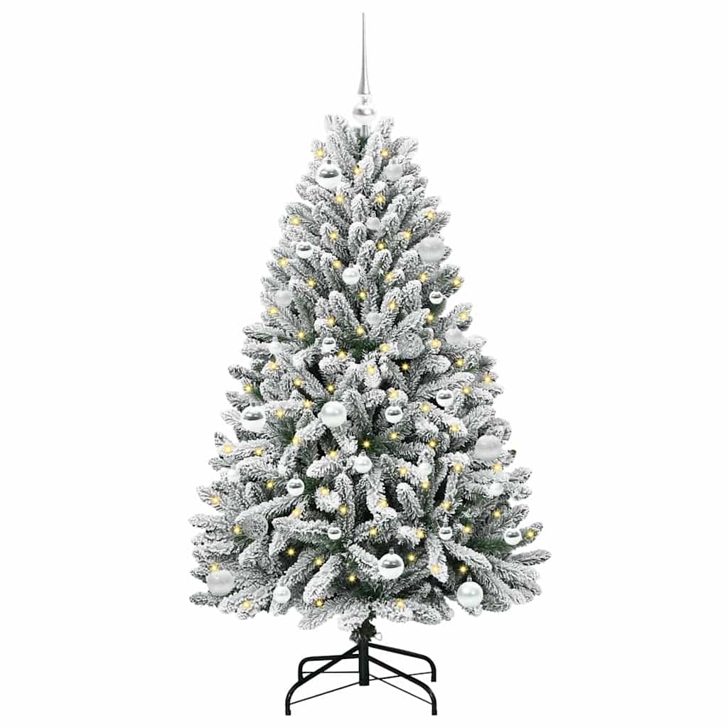 Mű karácsonyfa 150 LED-del Zöld és Fehér 150 cm PVC és fém