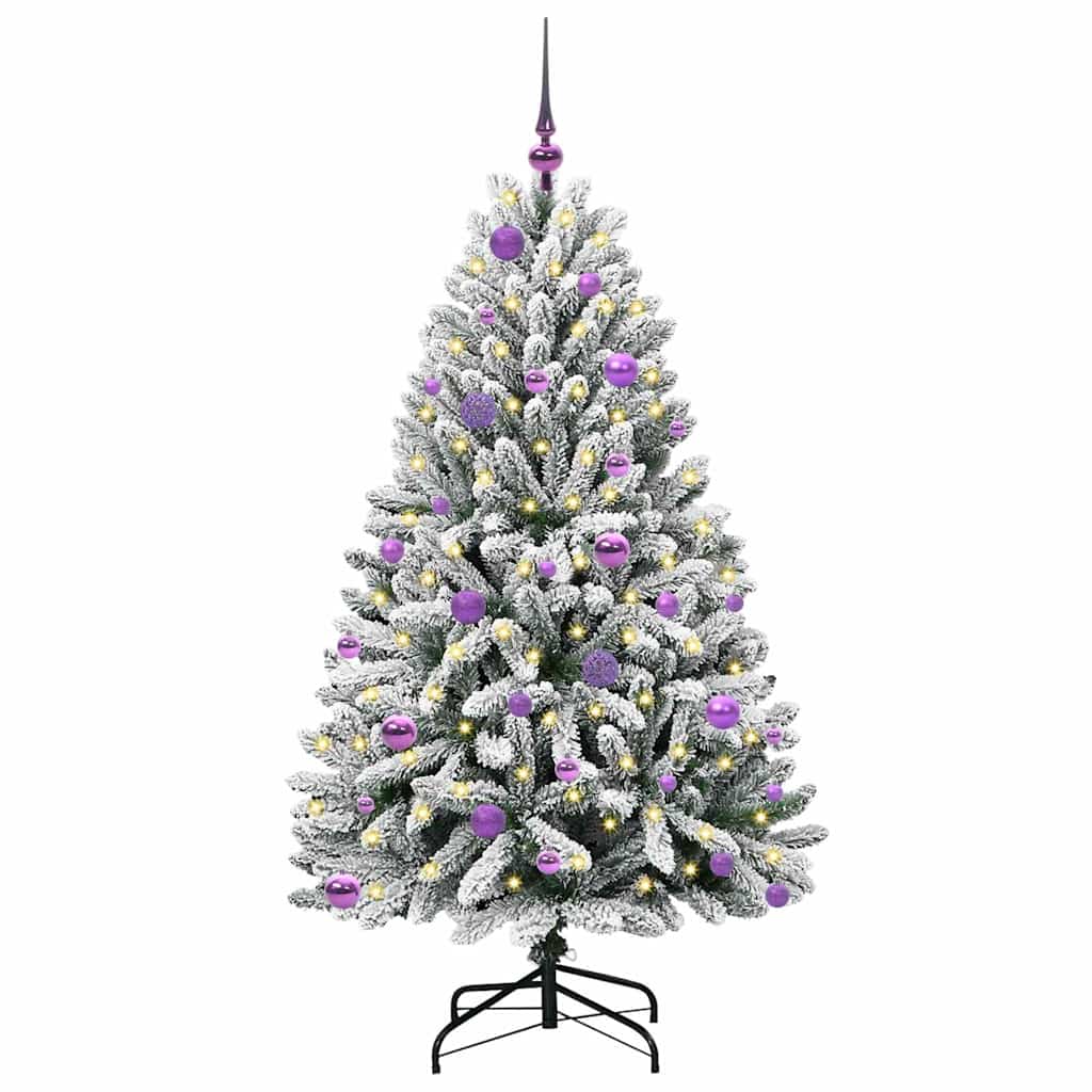Mű karácsonyfa 150 LED-del Zöld és Fehér 150 cm PVC és fém