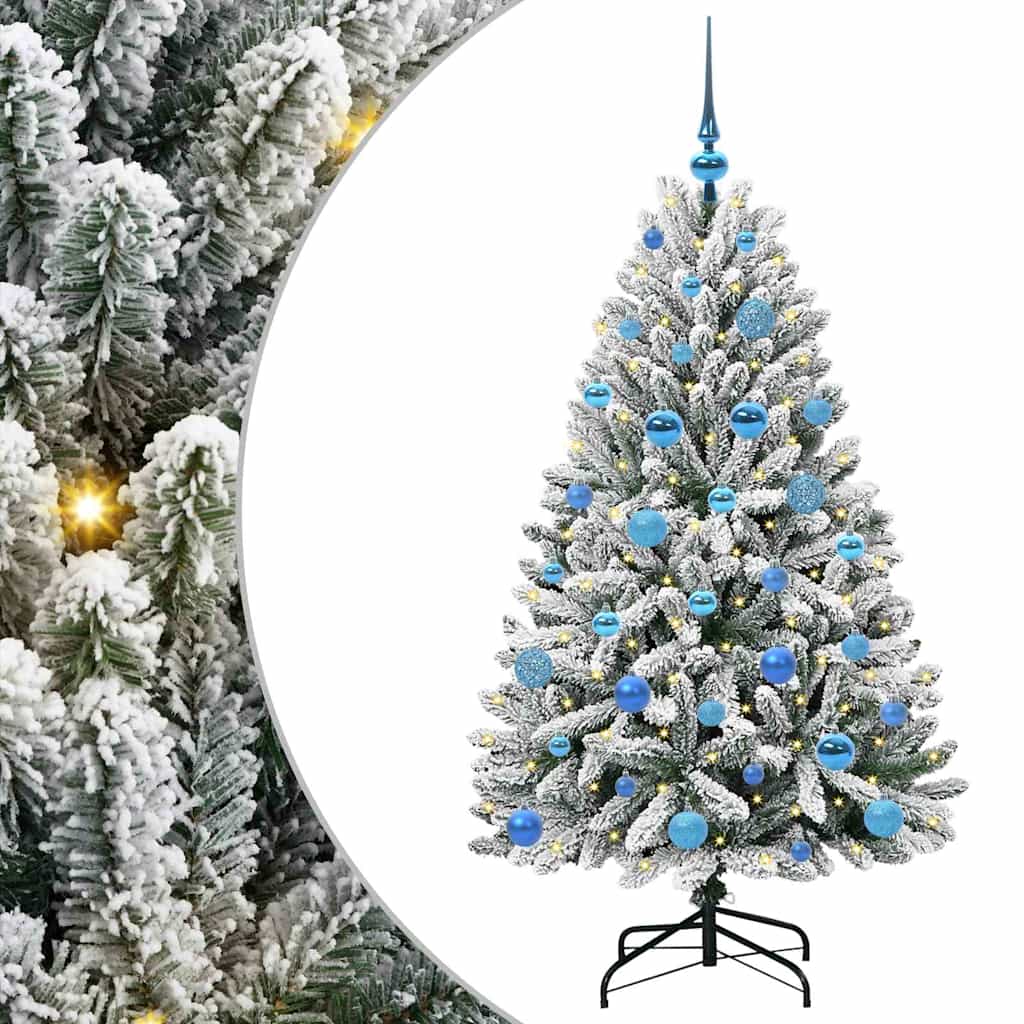 Mű karácsonyfa 150 LED-del Zöld és Fehér 150 cm PVC és fém