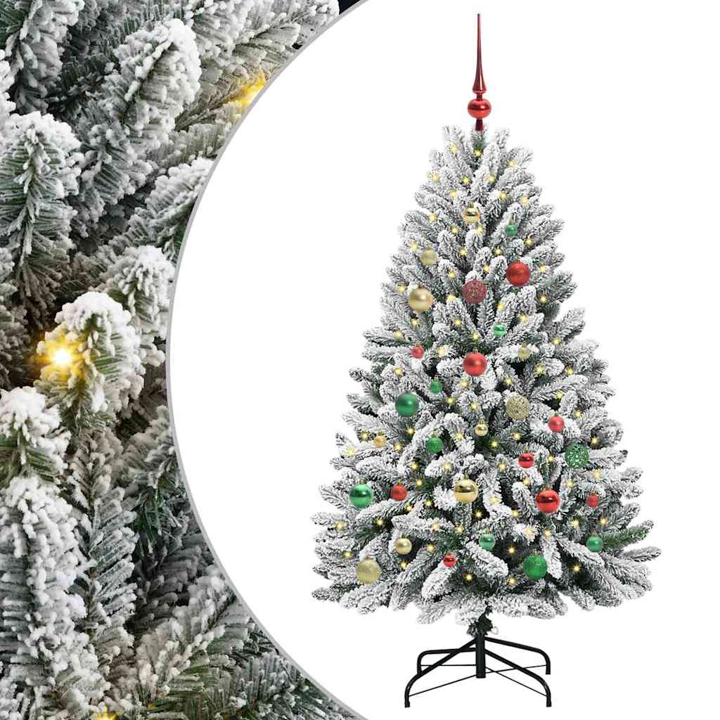 Mű karácsonyfa 150 LED-del Zöld és Fehér 150 cm PVC és fém