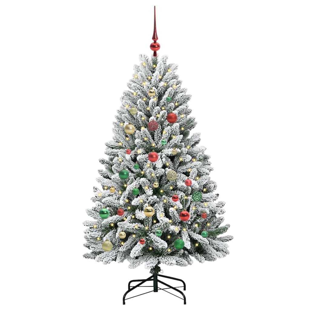 Mű karácsonyfa 150 LED-del Zöld és Fehér 150 cm PVC és fém